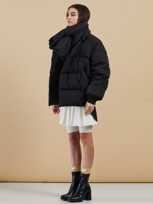 FAN YOUNG Oversized goose down Jacket with goose muffler