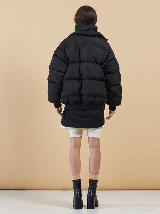 FAN YOUNG Oversized goose down Jacket with goose muffler