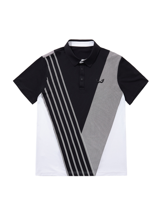 화이트볼 골프웨어 남성 W프린트 카라 반팔 골프 티셔츠 WB21SUMT03BK (블랙)