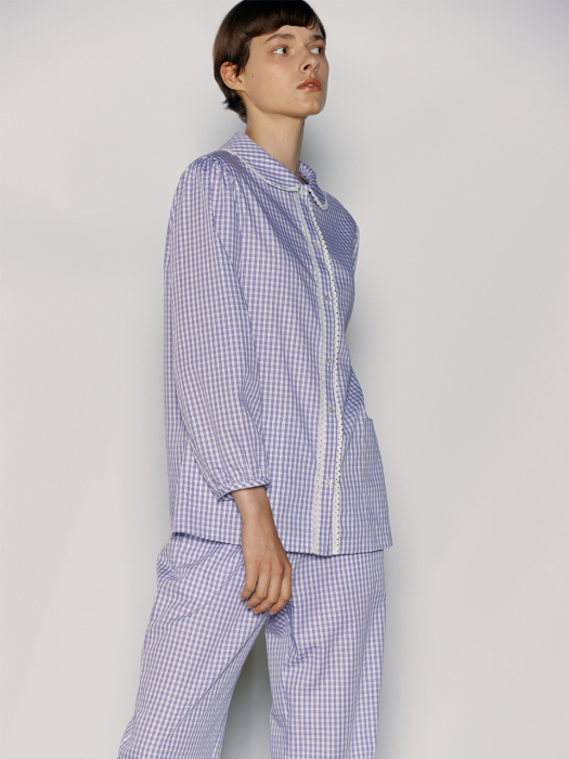Lace Pajama Shirt_Lilac-Check