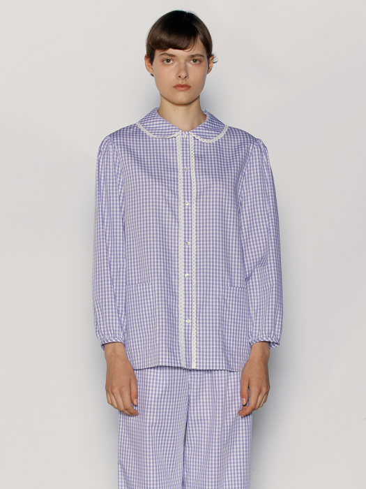 Lace Pajama Shirt_Lilac-Check