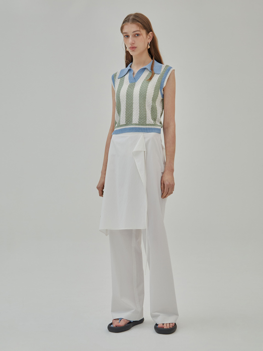 Wrap Skirt Layered Pants in White VW2SL160-01