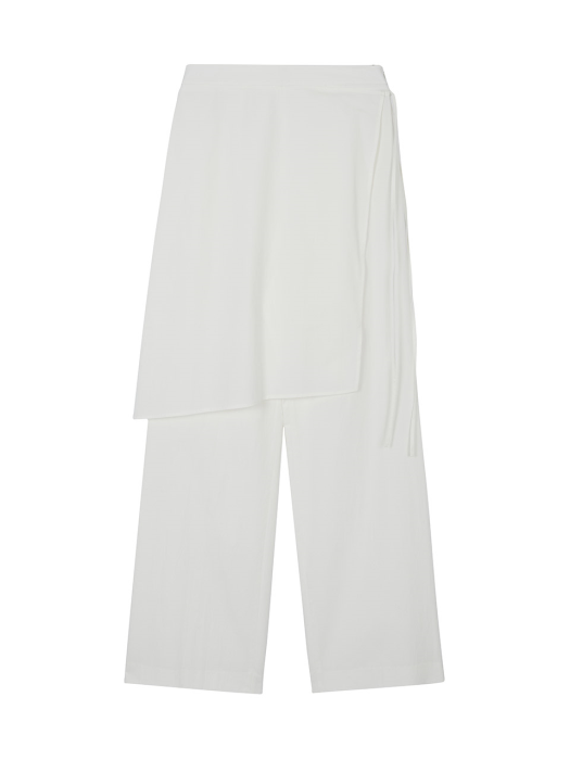 Wrap Skirt Layered Pants in White VW2SL160-01