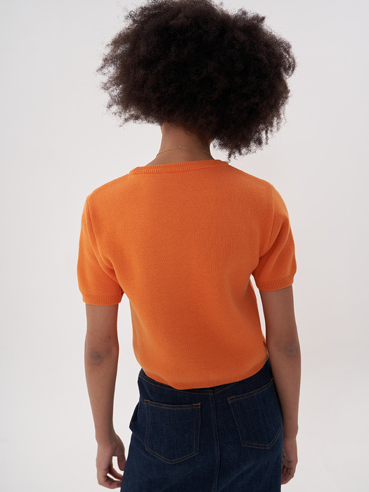 jacquard crop knit_orange