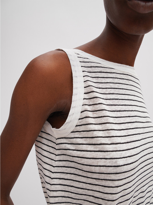 Linen Stripe Sleeveless Top - 3colors