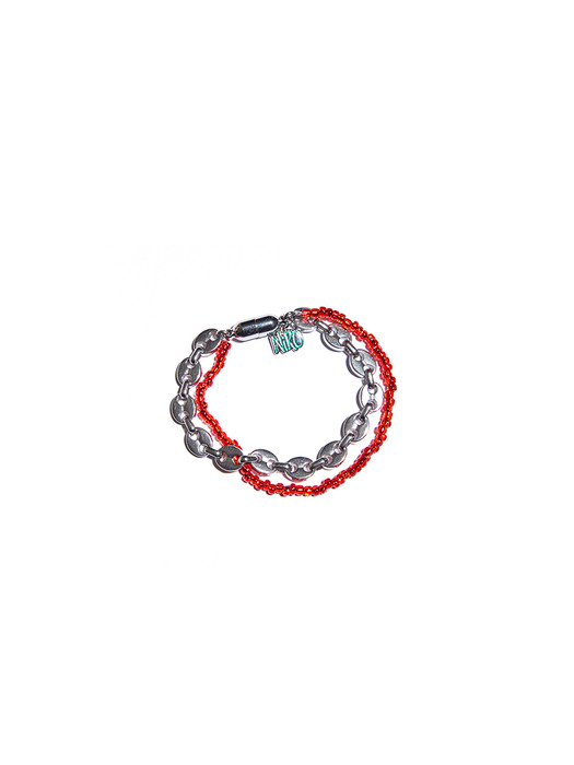 EIGHT CHAIN & RED BEADS BRACELET #70
