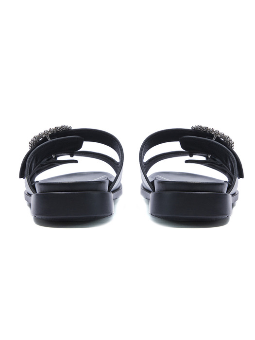 Square Crystal Slippers_Black