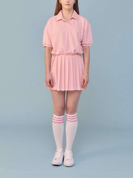 22SS.ver H Logo Pleated Tennis Skirt_Pink