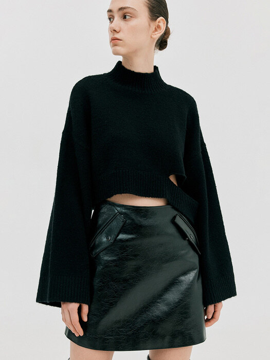 Vegan Leather Mini Skirt_Black