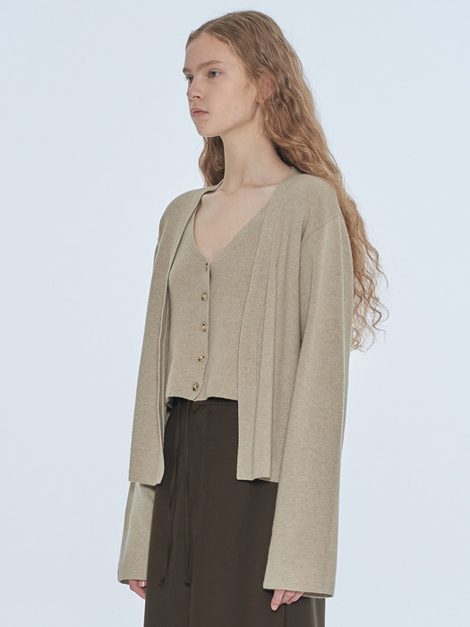 VEST LAYERED KNIT CARDIGAN (beige)