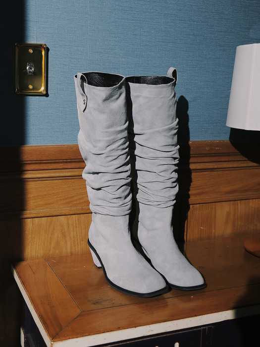BLURRY WRINKLE LONG BOOTS_3COLORS