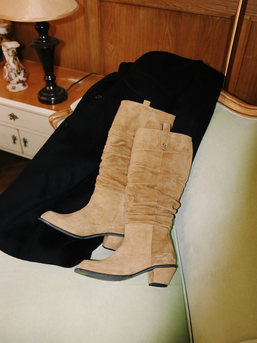 BLURRY WRINKLE LONG BOOTS_3COLORS