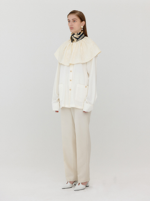 VALERIE Big Collared Blouse - Ivory