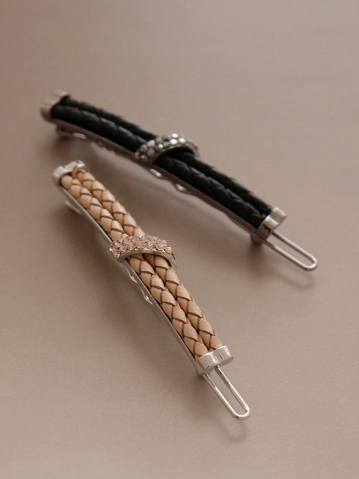 Leather Cubic Straight Simple Bobby Pin H0872