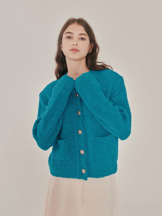 boucle alpaca jacket (teal blue)