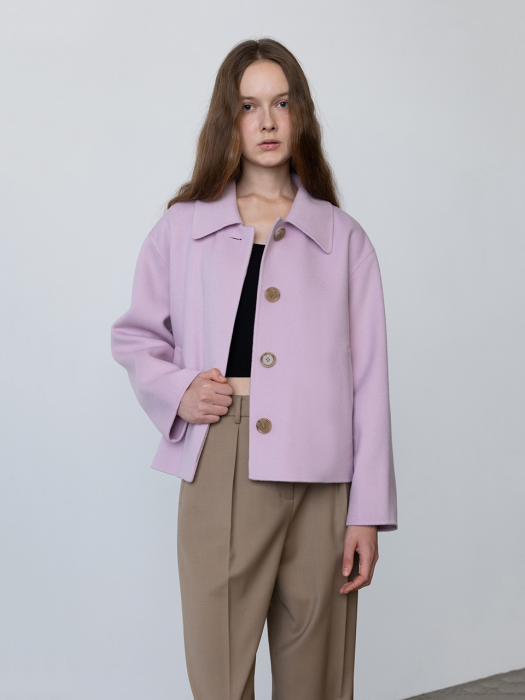 [묶음코드로 운영]Cashmere Handmade Cropped Coat Pale Pink (JWCO2F903P1)