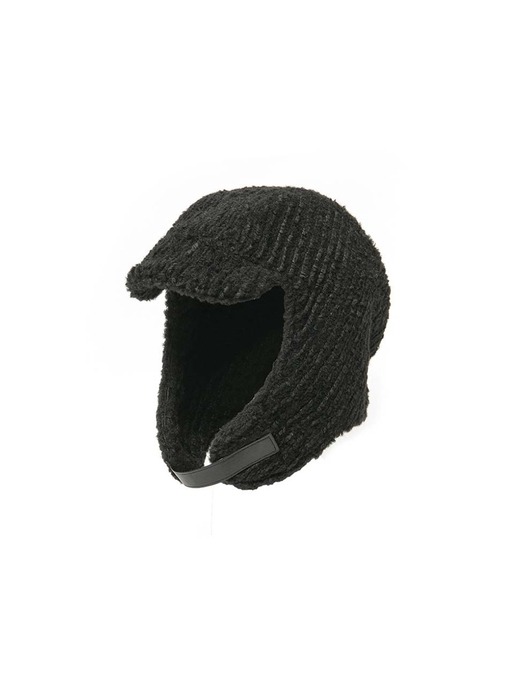 [Life PORTRAIT] Braid Earflap hat in Black