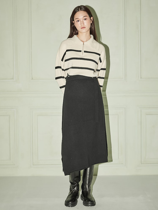 Unbalance Knit Skirt  Black (KE2X5UM055)