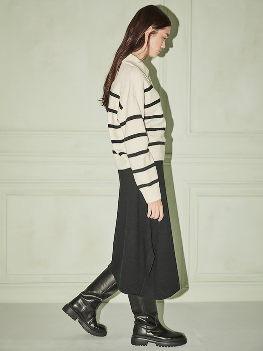 Unbalance Knit Skirt  Black (KE2X5UM055)