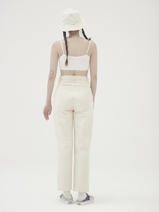 HIGHWAIST TAPERED FIT PANTS IVORY