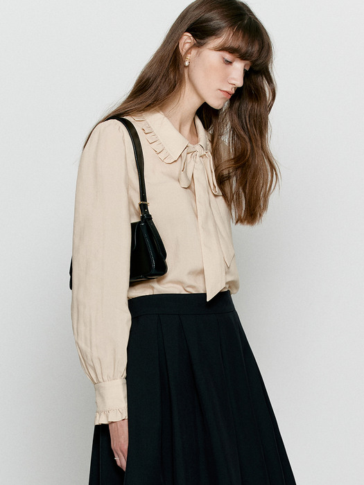 Scarf frill blouse - Sand beige