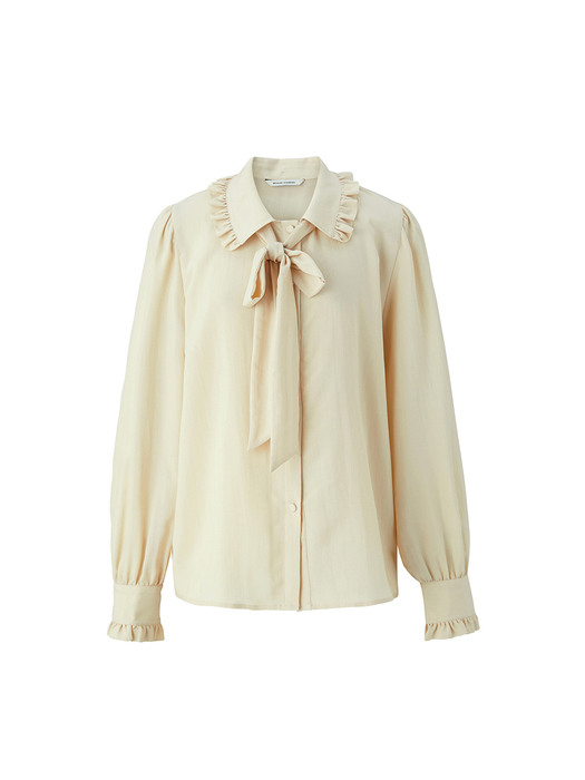 Scarf frill blouse - Sand beige