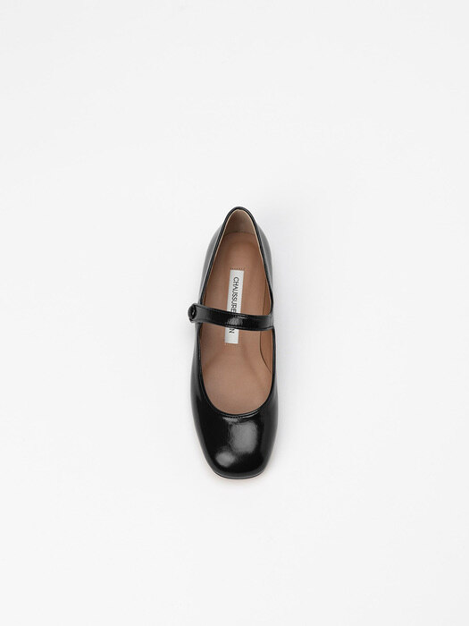 Amina Maryjane Flat Shoes in Wrinkled Black