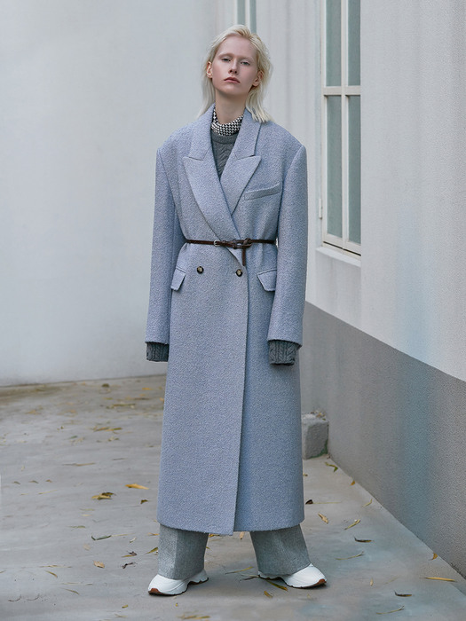 PEAKED COLLAR OVER COAT_SOFT BLUE