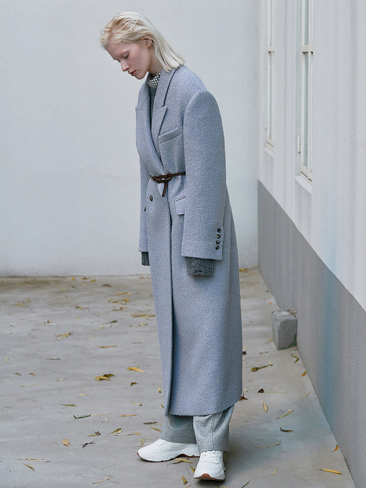 PEAKED COLLAR OVER COAT_SOFT BLUE