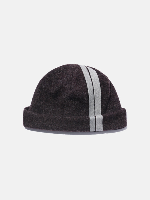 Line hairy beanie / Brown