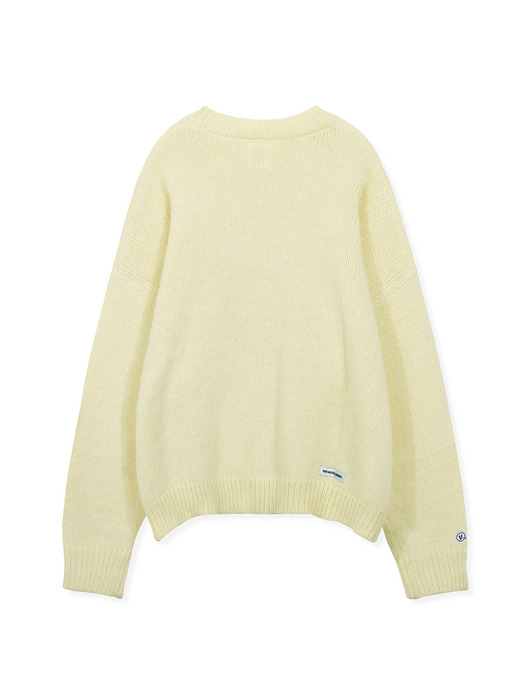 LOGO PATCHED MOHAIR CROPPED KNIT LIME(RENEWAL)