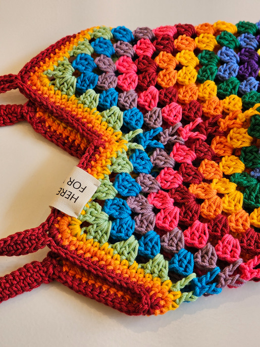 rainbow crochet bag