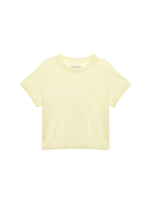 MATIN EMBROIDERY LOGO CROP TOP IN LIGHT YELLOW