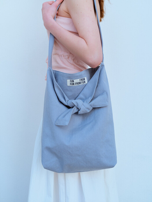 RIBBON POINTED ECO BAG, SUBDUED BLUE
