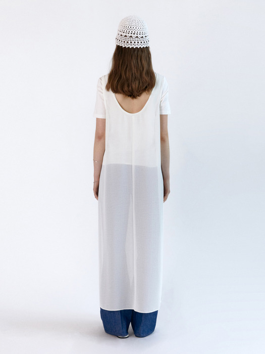 Layered Side Slit Dress_ White