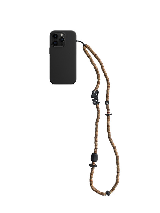 nature beads crossbody  phone strap brown