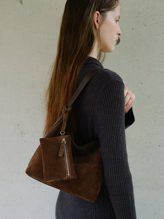 Mini Pulpy hobo bag Suede Chestnut