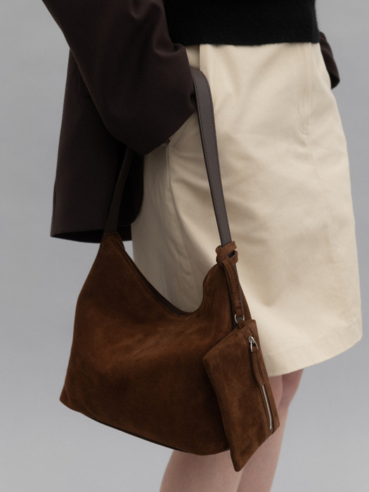 Mini pulpy hobo bag Suede Chestnut