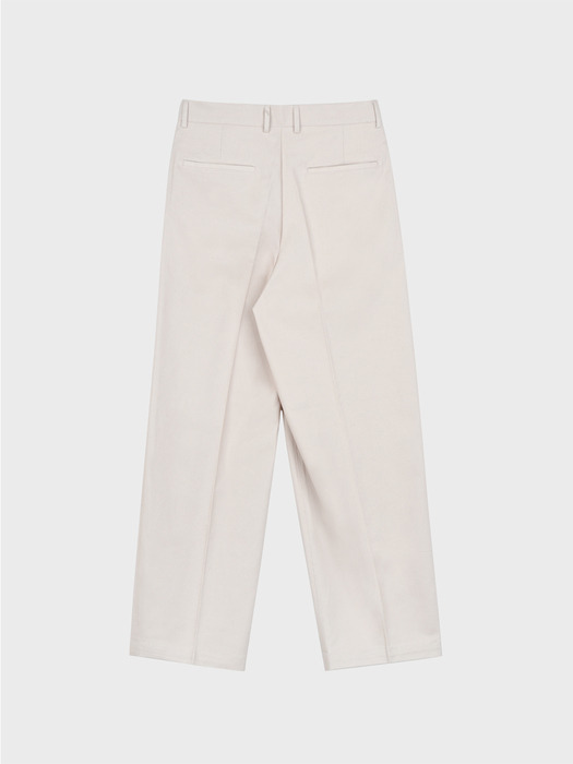 WIDE TUCK COTTON PANTS_IVORY