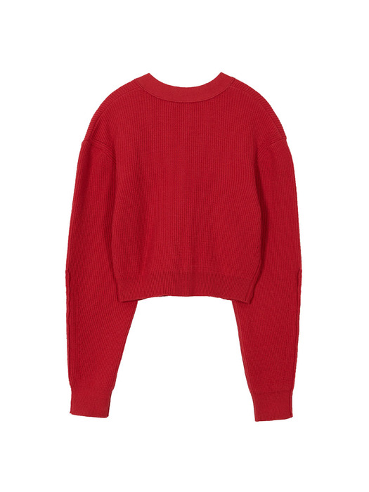 Cropped Knit Cardigan in Red VK3WD250-63