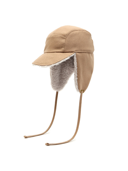 TRAPPER HAT / REVERSE FUR / FLANNEL BEIGE