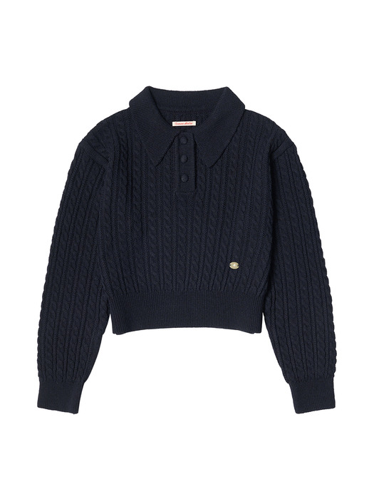 KN4239 Nouveau cable collar knit_Navy