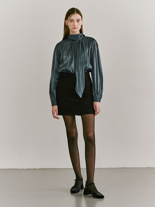 Boucle Tweed Stitch Skirt - Black