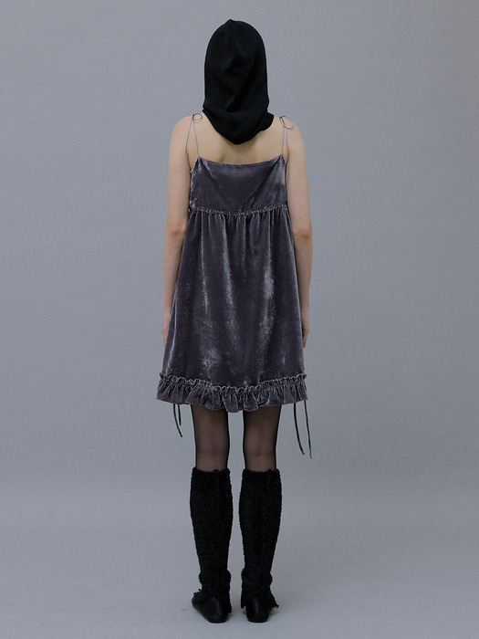 Velvet Shrring Mini Dress (Winter Gray)