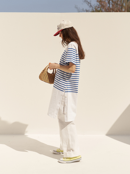 A STRIPE BUTTON DRESS_WHITE