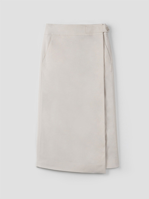 Wool Back Pocket Wrap Skirt (ivory)