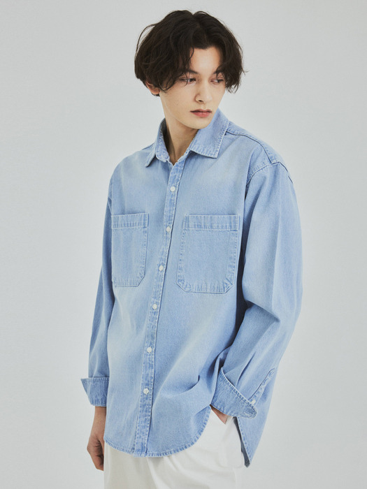 Soft-Touch Washed Denim Shirt(3color)