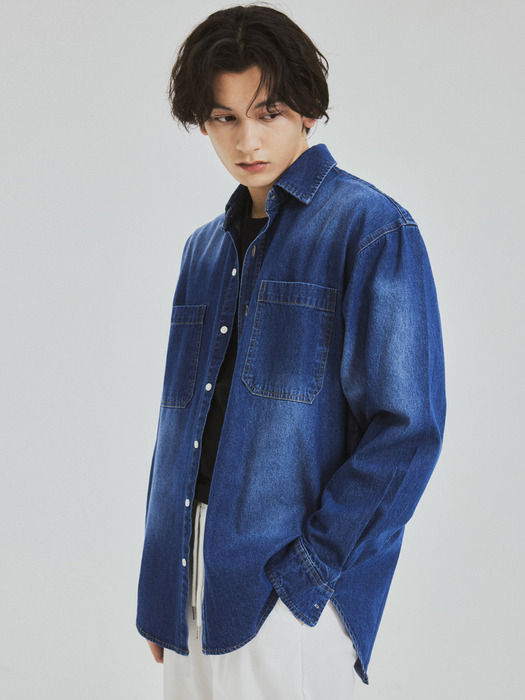 Soft-Touch Washed Denim Shirt(3color)