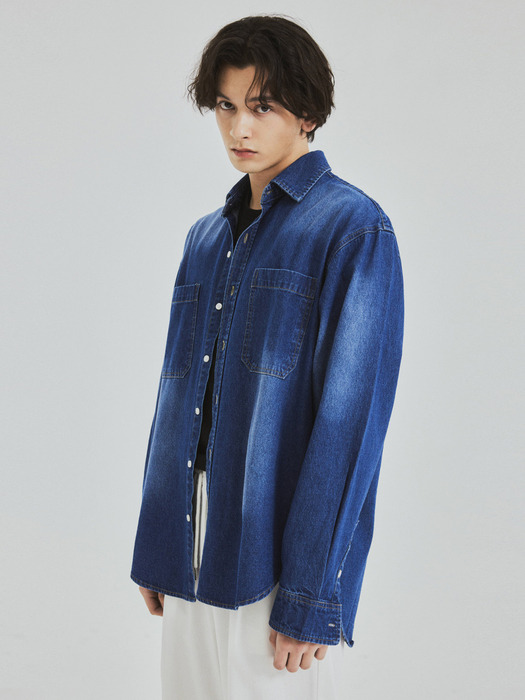 Soft-Touch Washed Denim Shirt(3color)