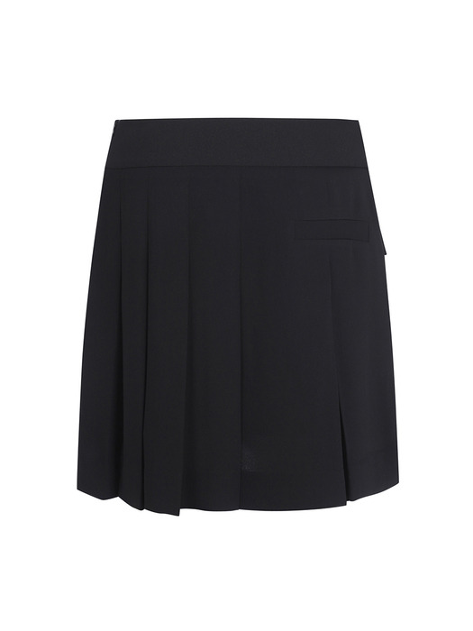 Fabric Mix Pleats Mini Skirt_LFKAS24215BKX
